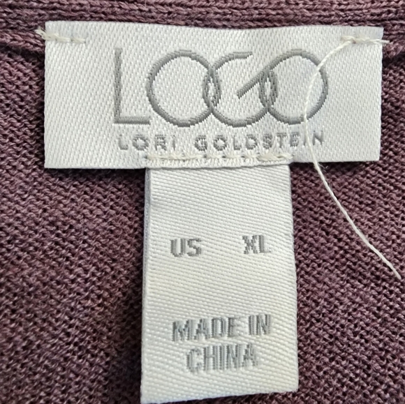 Logo women's mauve cardigan sweater with ruffle lace hem size extra large XL - Picture 6 of 13